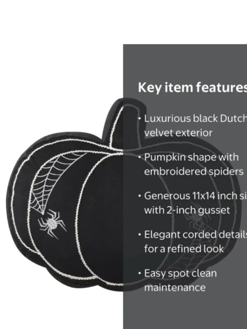 Black Pumpkin Spiderweb Accent Pillow
